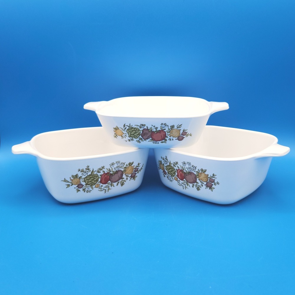 Corning Ware Spice of Life Set, One P-41-B 1 3/4 & Two P-43-B 2 3/4 Cup Dishes
